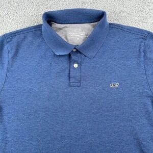 Vineyard Vines Polo Mens Medium Blue Edgartown Short Sleeve Performance Golf
